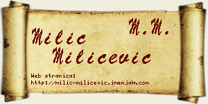Milić Milićević vizit kartica